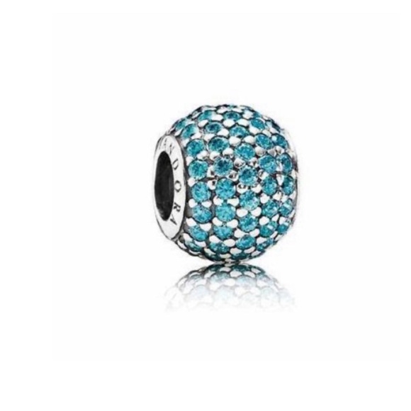 Authentic Pandora star pave bangle with teal pave charm - Picture 4 of 6